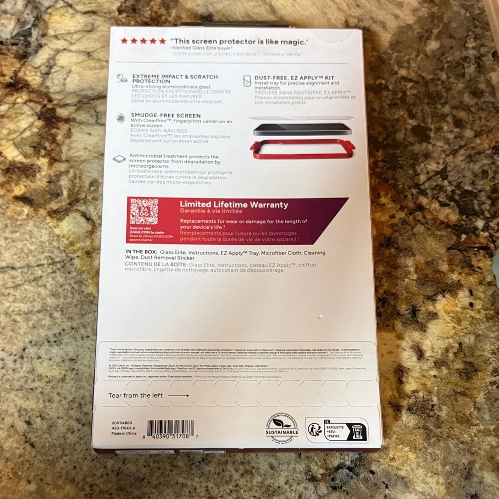 InvisibleShield Glass Elite Screen Protector for iPhone 16 Pro - Black